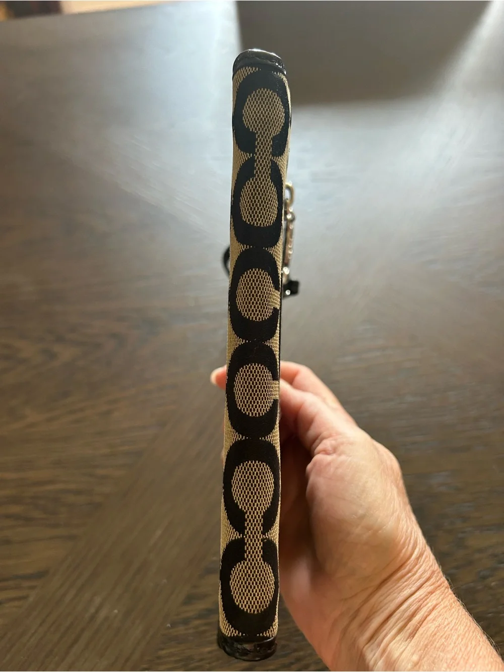 Coach Poppy Black and Cream Signature Wristlet